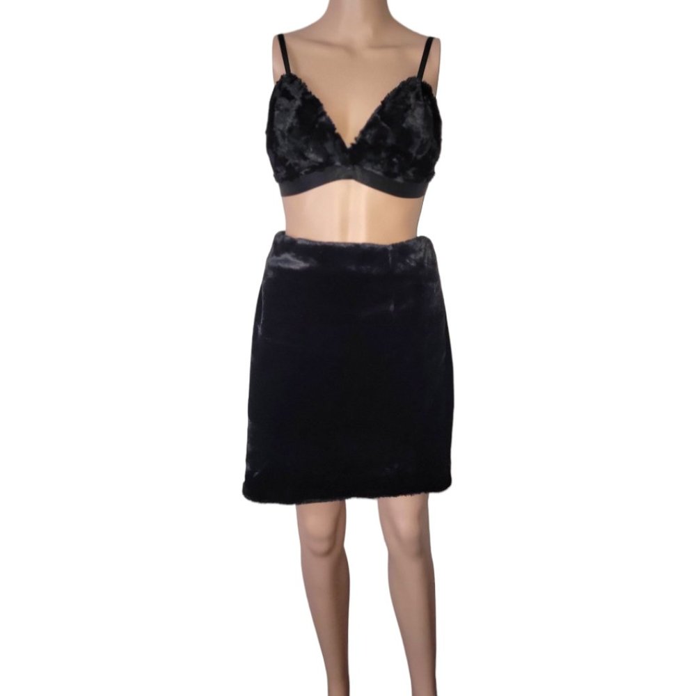 Black 2 piece fuzzy outfit